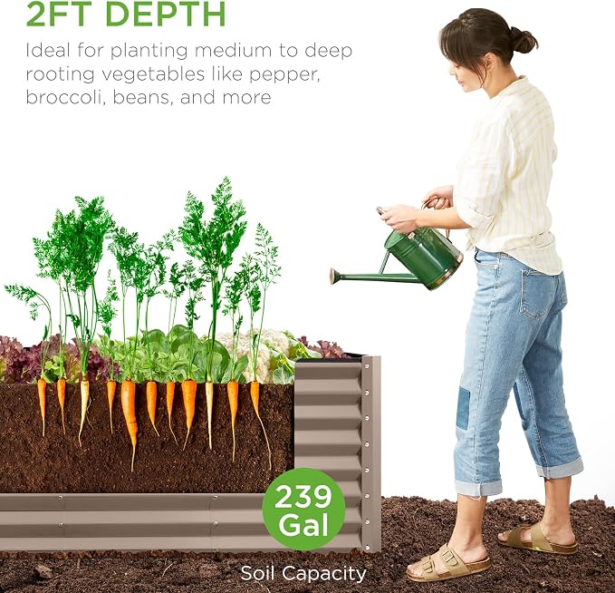 Best Choice Products 8x2x2ft Raised Outdoor Metal Garden Bed, Deep Root Box - Image 4