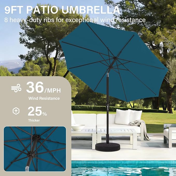 MEWAY 9ft Patio Umbrella Outdoor Table Umbrellas - Image 4