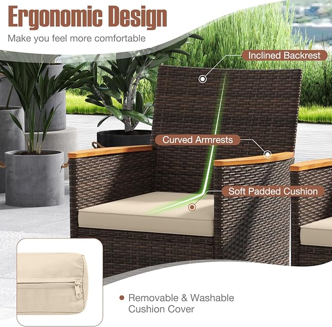 Tangkula 9 Pieces Rattan Outdoor Dining Set - Image 4