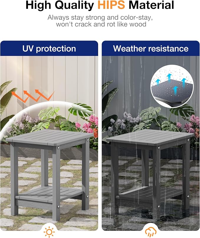YEFU Outdoor Side Table for Patio: 16" HIPS Weather - Image 5