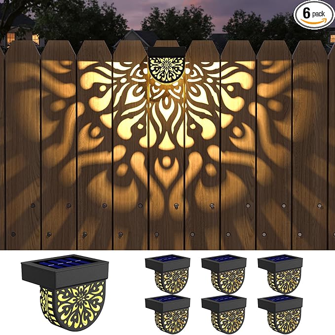 6 Pack Solar Fence Lights Outdoor Wall Lights Plastic Solar Powered Deck Step by EKQ