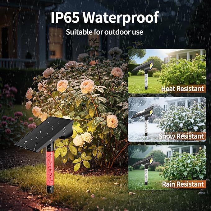 intelamp Solar Spot Lights Outdoor Waterproof, 4000mAh RGB LED Landscape Lights - Image 4