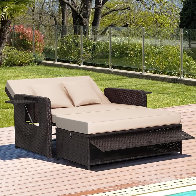 COSTWAY Patio Rattan Daybed - Image 4