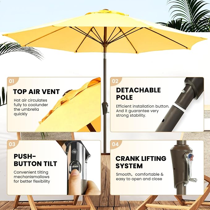 Ayge 9FT Large Outdoor Patio Umbrella Market Table Umbrella-UV Resistant - Image 2