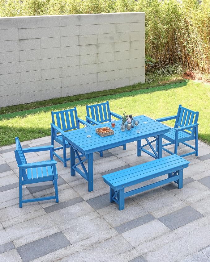 HDPE Outdoor Bench, Poly Lumber Adirondack Benches, All Weather HDPE Patio - Image 3