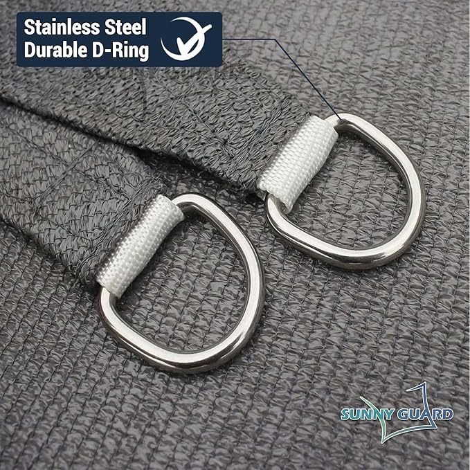 SUNNY GUARD Custom Size 15'x18'x23.4' Triangle Dark Grey UV Block Sunshade - Image 6