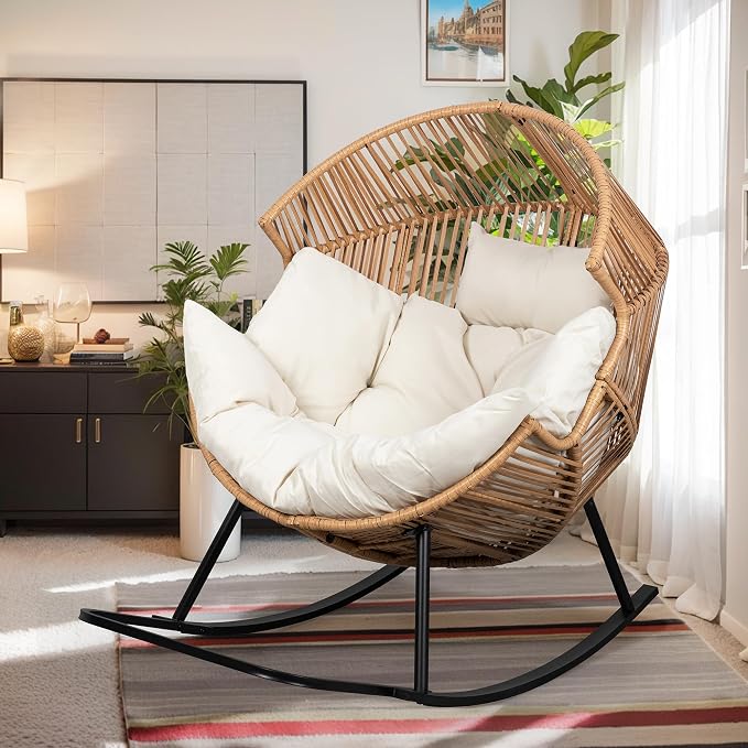 Vongrasig Wicker Egg Chair PE Rattan Rocking Chair by Vongrasig