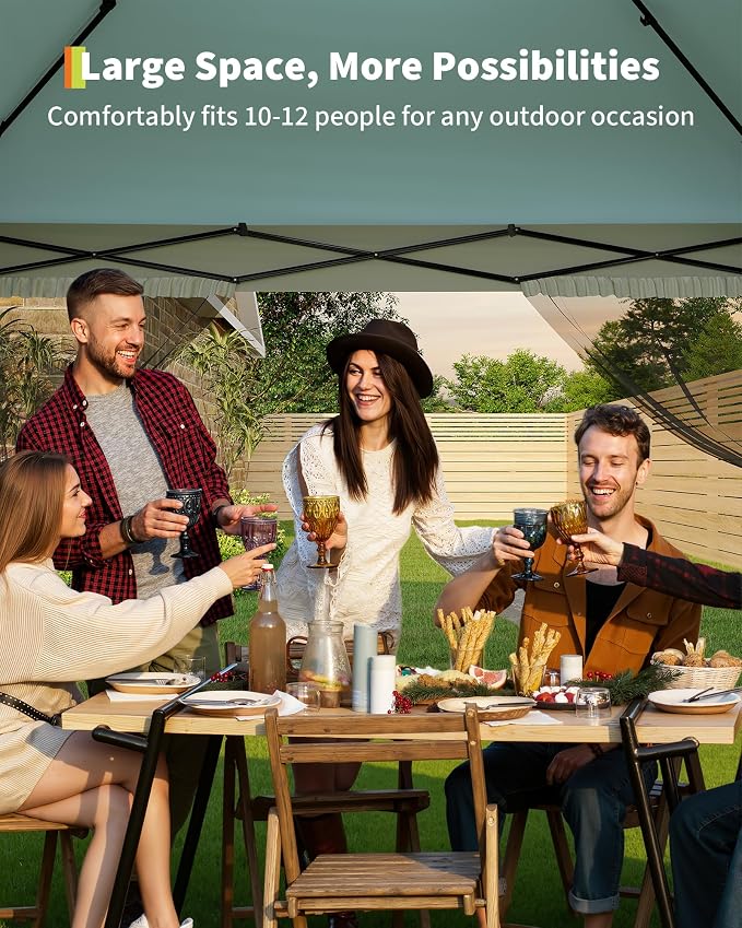 Canopy Tent 12x12 ft, Pop Up Gazebo One-Push Setup - Image 5