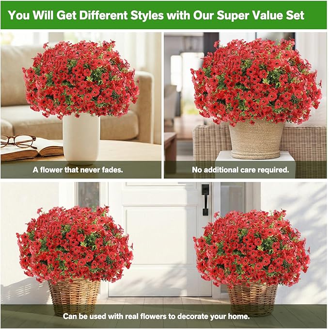 Artificial Flowers for Outdoor, Silk Flowers No Fade Fake Plastic Flowers UV - Image 5