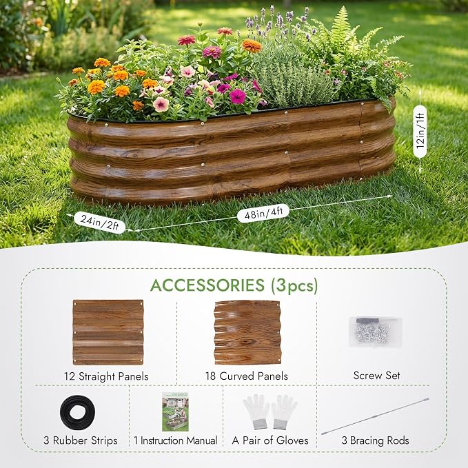 INNO STAGE 3Pcs Galvanized Raised Garden Bed Kit, Outdoor Metal Raised Garden - Image 6