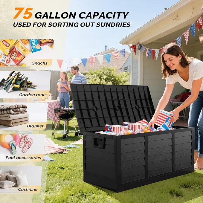 VINGLI 75 Gallon Collapsible Outdoor Storage Box, Simple-to-assemble Plastic - Image 8
