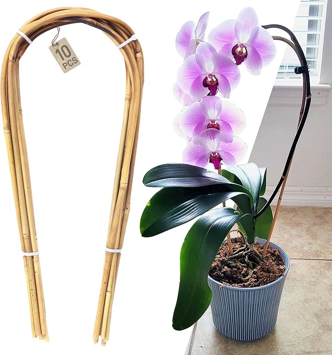 Avalution 16" Natural Bamboo Plants Trellis U-Hoop, Bamboo Gaeden Trellis by Avalution
