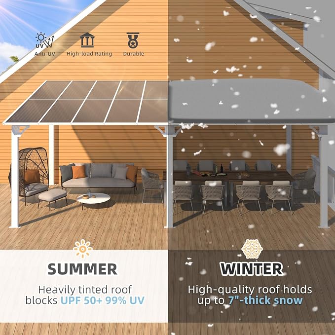 AECOJOY 20' x 10' White Gazebo Outdoor Pergola - Image 2