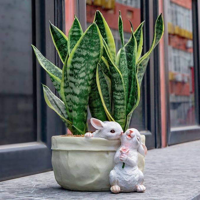 Rabbit Flower Pot Succulent Planter Garden Pots, Bunny Decorative Flower Pot - Image 3