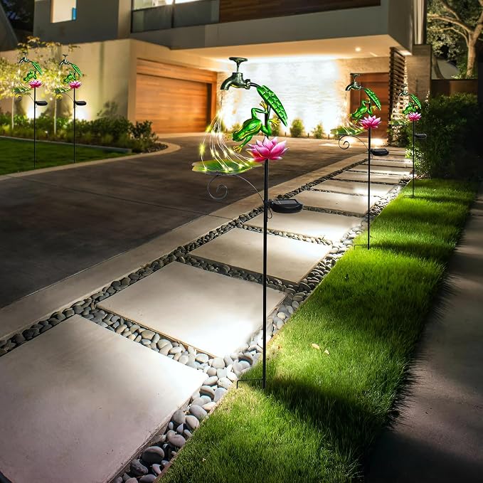 Bshine Frog Solar Outdoor Garden Lights, Waterproof Metal Solar Garden Stakes - Image 4