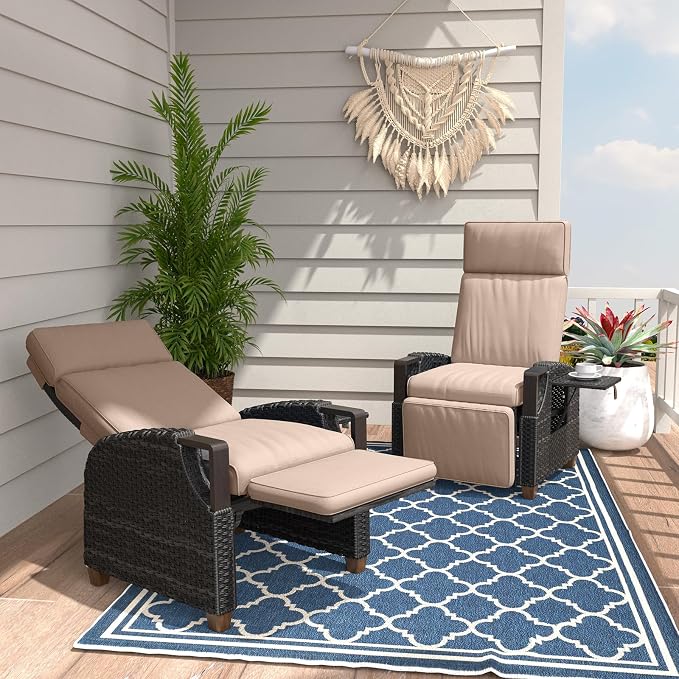 Grand patio Outdoor Recliner Air Pump 150° Lay Flat Reclining Chair by GrandPatio