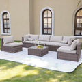 7 Piece Outdoor Patio Furniture Sets, Outdoor Wicker Conversatin Set w Glass by NagaBahna