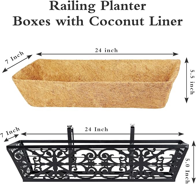 4 Pack 24 Inch Window Boxes Planters Railing Planter Box - Image 5
