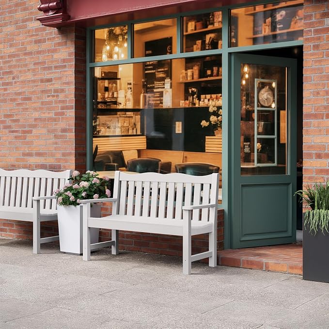 Stoog 2-Person Outdoor Bench, All-Weather HIPS Plastic Garden Bench - Image 2