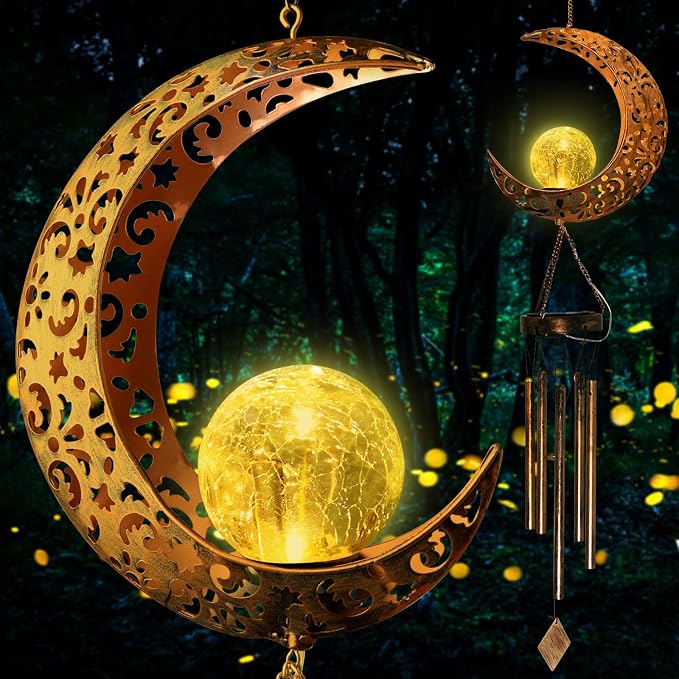 Moon Solar Lights Wind Chimes for Outside Gift for Women, Mom and Grandma by Unknown