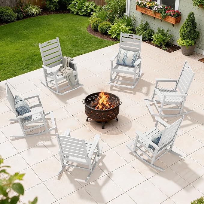 SERWALL HDPE Outdoor Rocking Chair, Oversized Rocking Chair - Image 11