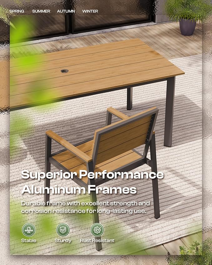Outdoor Patio Dining Chairs Set of 2, 350LBS Capacity Aluminum Patio Dining - Image 5