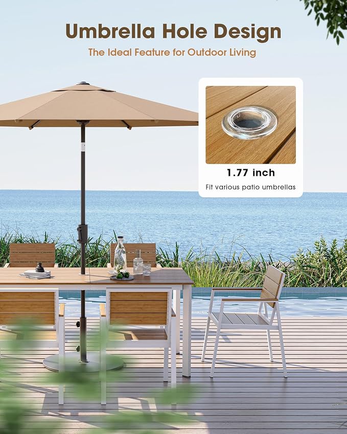 Outdoor Patio Dining Set for 6, Aluminum 7 Piece HDPS Patio Table and Chairs Set - Image 2