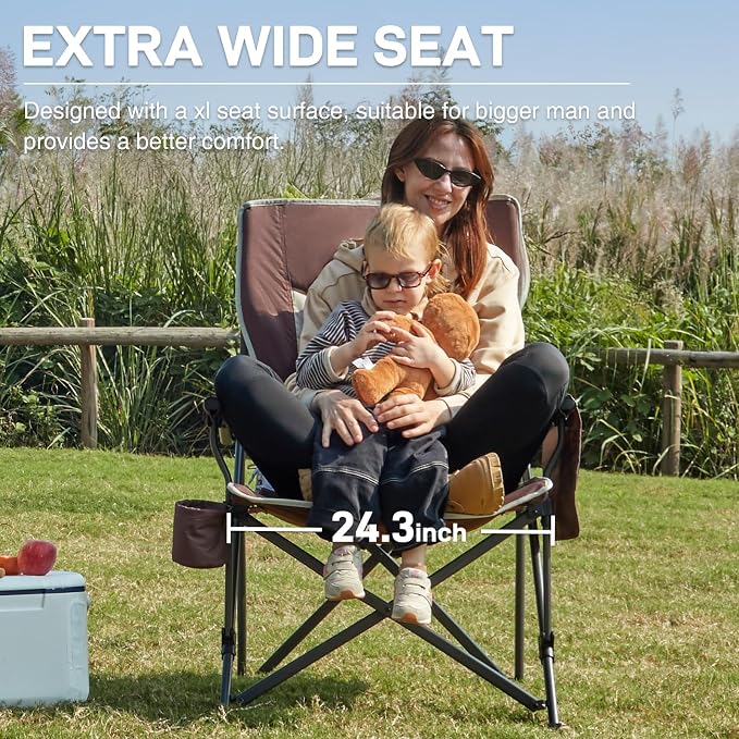 EVER ADVANCED Oversized Folding Camping Chair, - Image 5