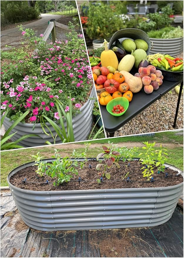 A ANLEOLIFE 2-Set 8X4X2 ft Galvanized Raised Garden Bed Kit, Oval Metal Deep - Image 4