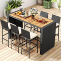 7 Piece Patio Wicker Bar Set, Rattan Bar Stools Set by SPORFIT