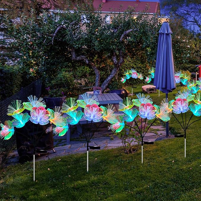 JJGoo 2 Pack Solar Garden Lights, Solar Flower Swaying Light - Image 9