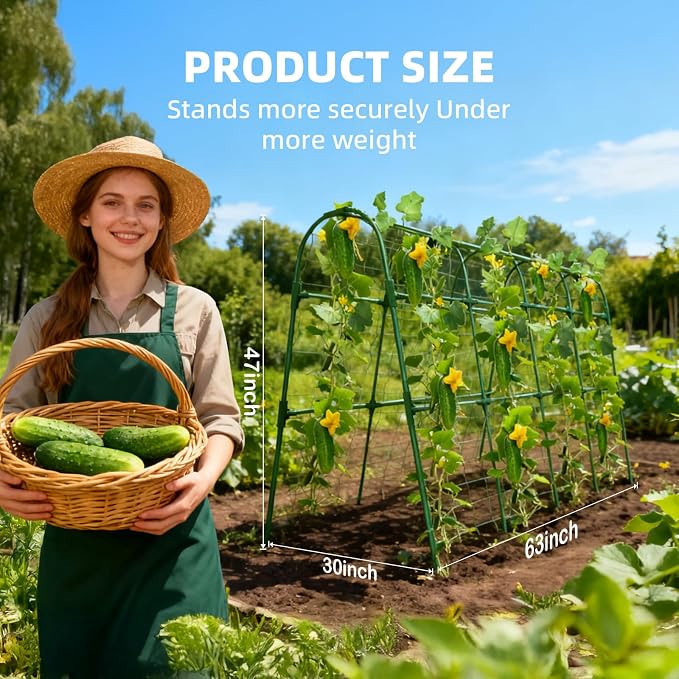 Cucumber Trellis for Raised Bed, U-Shape Garden Arch Metal Support for Climbing - Image 3