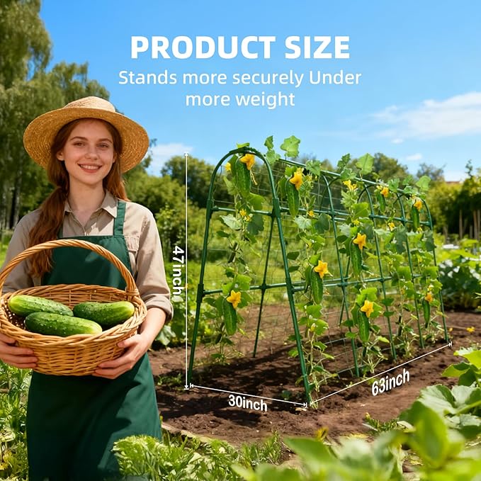 Cucumber Trellis for Raised Bed, U-Shape Garden Arch Metal Support for Climbing - Image 2