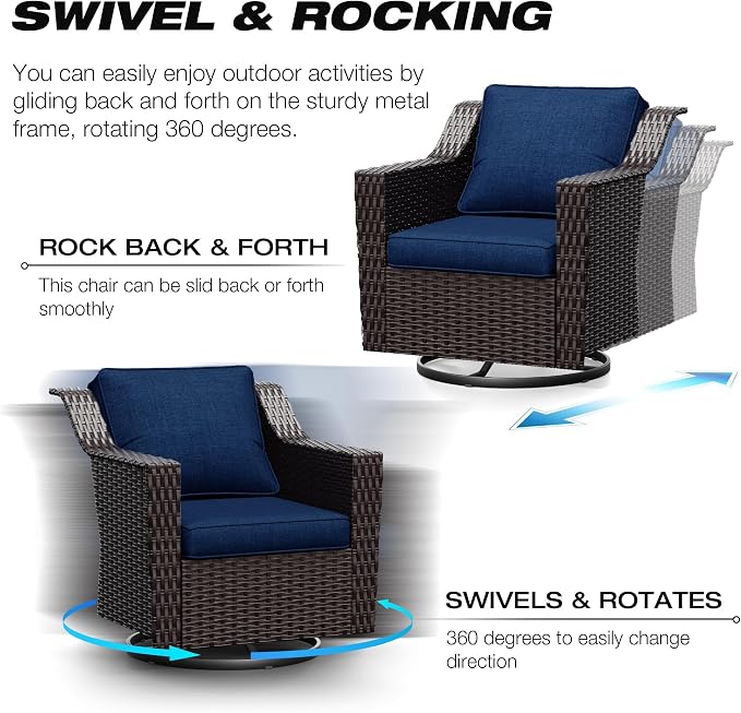 Joyside Wicker Patio Furniture Sets, 5 Pieces Upgraded Large Size Outdoor - Image 3