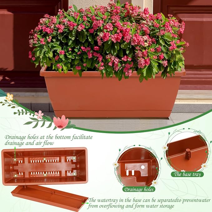 12Pcs 17Inches Rectangle Planter Box - Image 5
