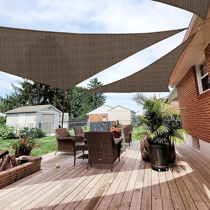 Patio Paradise 7' x 7' x 6'10" Sun Shade Sail Triangle Canopy, Permeable Shade by Patio