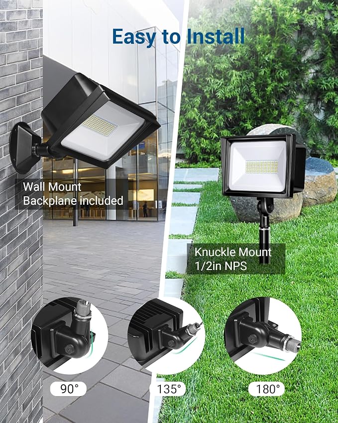 DEWENWILS 2-Pack 65W LED Flood Light Outdoor, 6670 LM Super Bright Security - Image 3