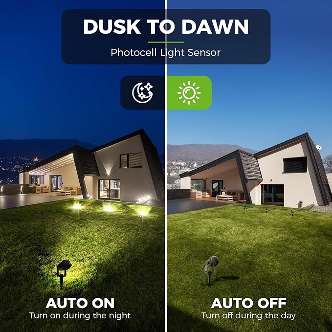 L LOHAS LED Landscape Spot Lights Outdoor, Dusk to Dawn Sensor 5W LED Spotlights - Image 2