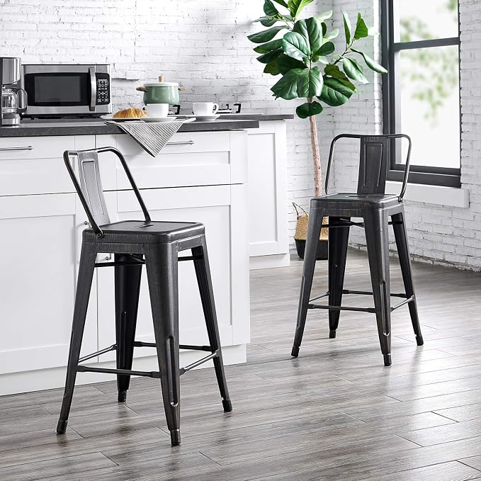 AC Pacific 24” Metal Backless Barstool Set of 2 – Country Rustic Style - Image 2