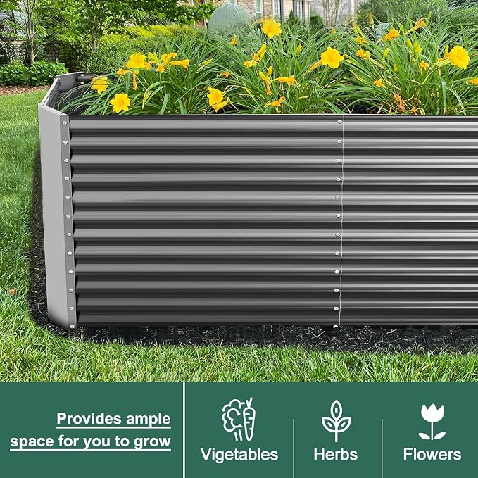 Land Guard 8x4x3ft Rectangular Galvanized Raised Garden Beds, Large-Capacity - Image 7