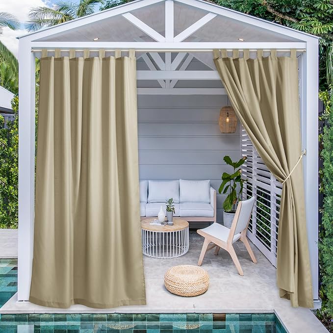 NICETOWN 2 Panels Outdoor Curtains Tab Top Extra Long Drapery by NICETOWN