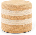 Handwoven Ottoman Pouf, Natural Water Hyacinth Footstool, Round Braided Outdoor by LGENHOOMHandwovenNaturalWaterHyacinthBasket