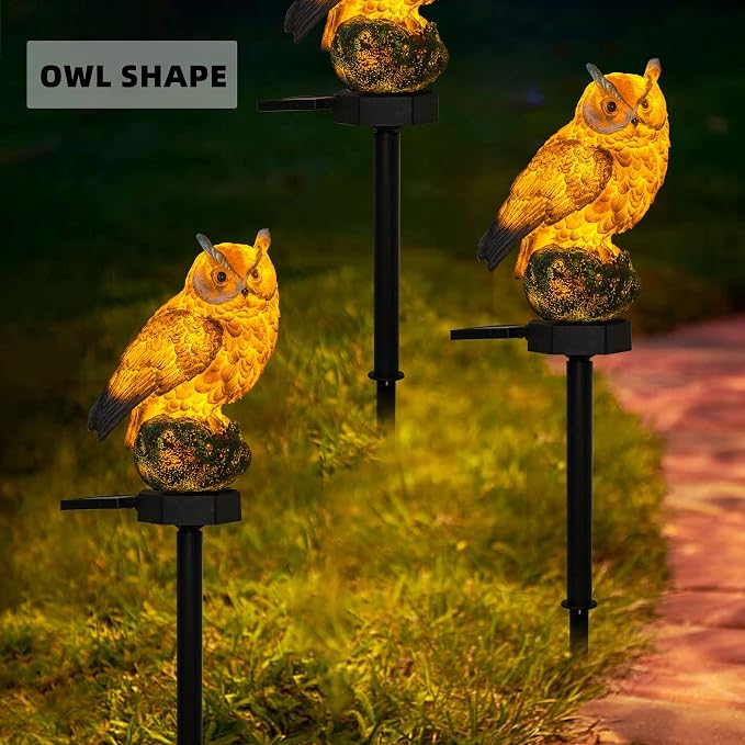 Dazzle Bright 1 Pack Owl Figure Solar LED Lights, Resin Garden Waterproof - Image 4