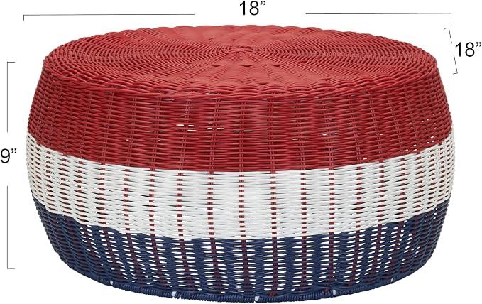 Household Essentials Handwoven Resin Ottoman Table - Image 2