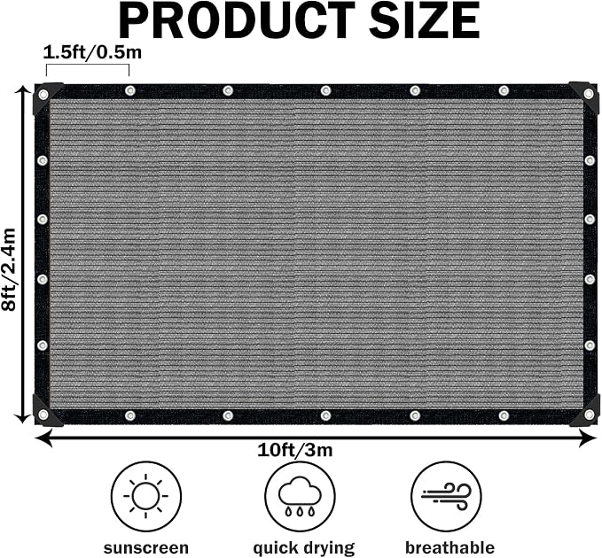Sun Shade Cloth with Grommets, 90% UV Protection Shade Fabric, Pergola Shade - Image 2