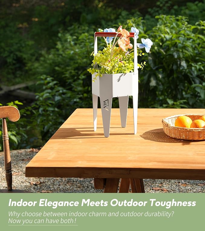Planter with Stand, Metal 2 in 1 Portable Planter with Grow Bags & Handle - Image 7