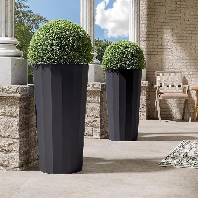 23.6" Tall Outdoor Planters Set of 2, Large Planters by Outdoorchairs