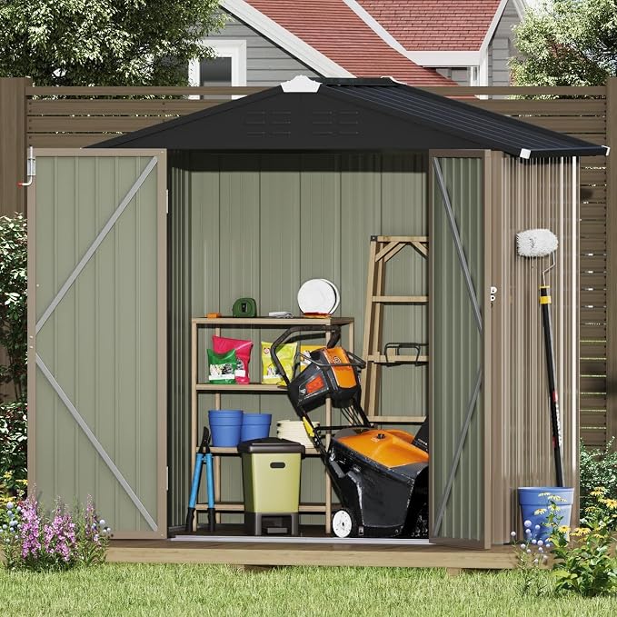 Devoko Outdoor Storage Shed 6 x 4 FT Lockable Metal Garden Shed Steel - Image 7