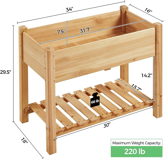Yaheetech 34x18x30in Horticulture Raised Garden Bed 2pcs Planter Box - Image 3