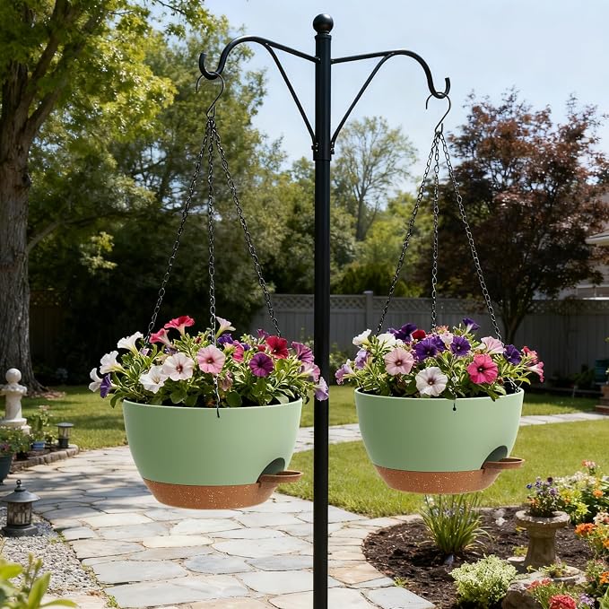 13 Inch 2 Pack Large Self Watering Hanging Planters - Image 4